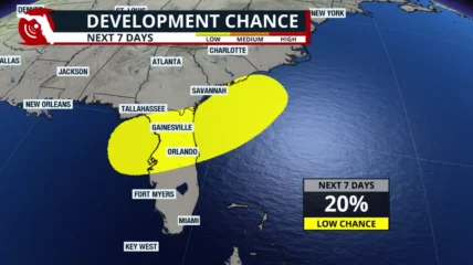 Featured image for “Weather system near Northeast Florida has low chance for tropical development”