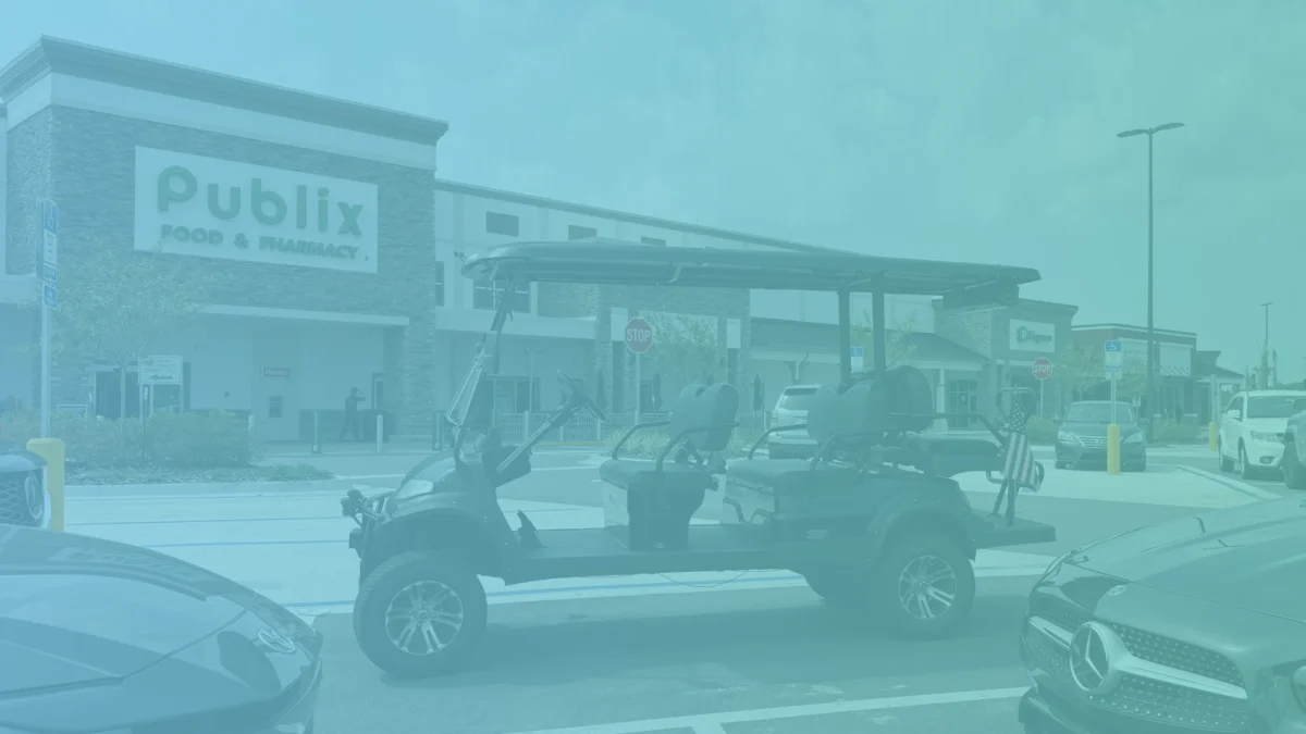 Golf cart parked in front of Publix | St. Johns voter guide cover photo