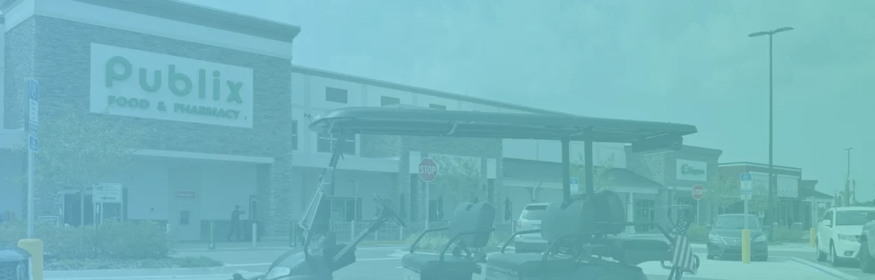 Golf cart parked in front of Publix | St. Johns voter guide cover photo