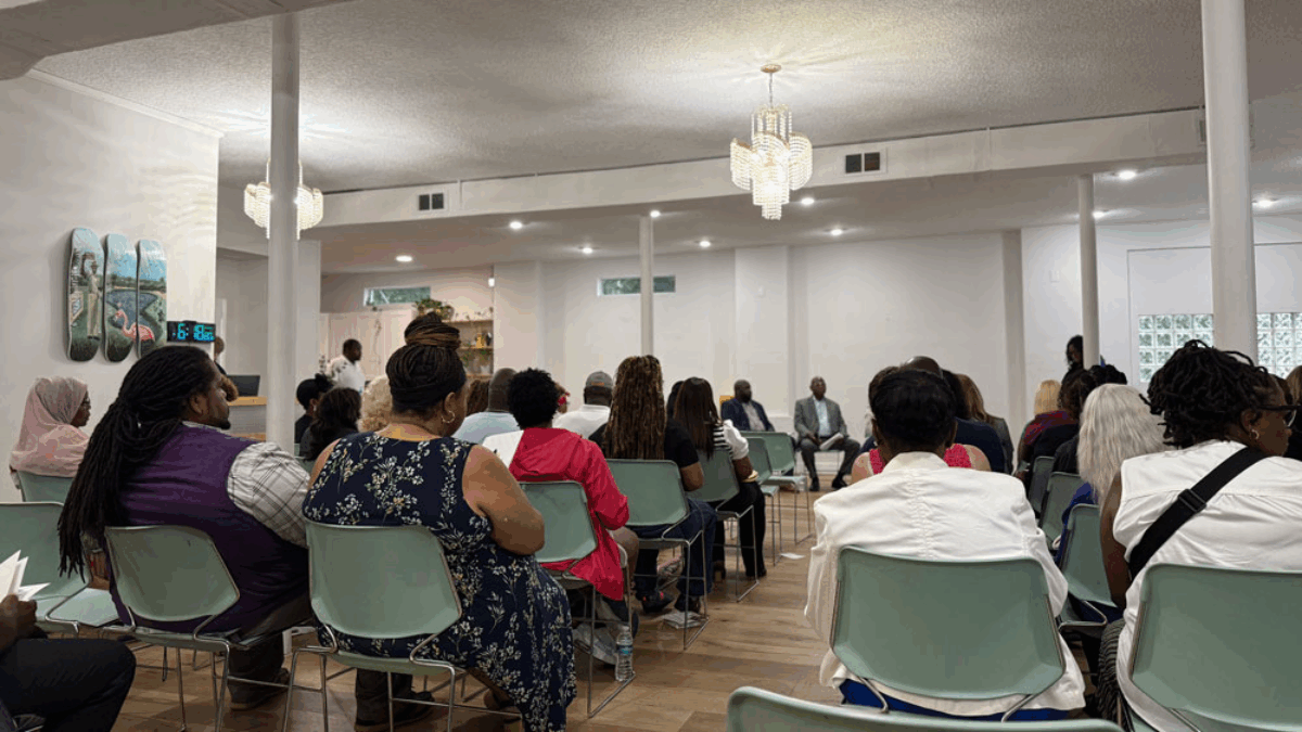 Attendees fill the room at a recent School Board candidate forum.