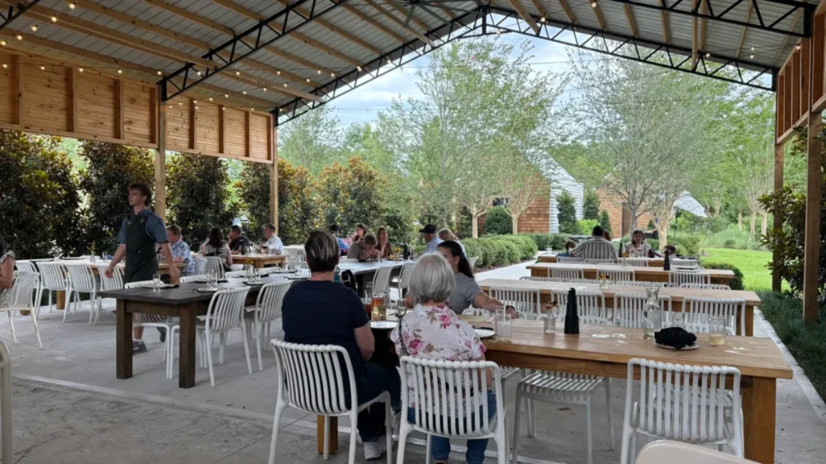 The Roost's covered dining area