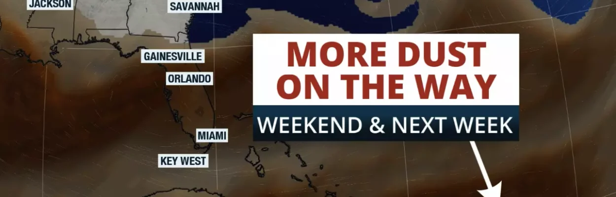 Map showing Saharan dust, which contributes to extreme heat.