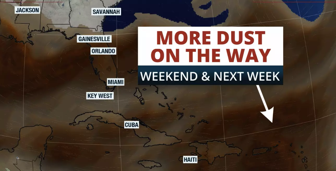Map showing Saharan dust, which contributes to extreme heat.