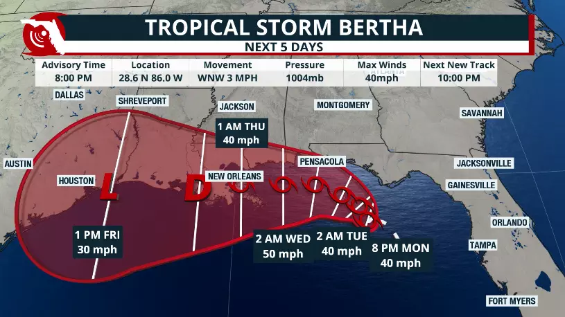 Official track by the National Hurricane Center issued on Monday, July 20, at 8 pm EDT.