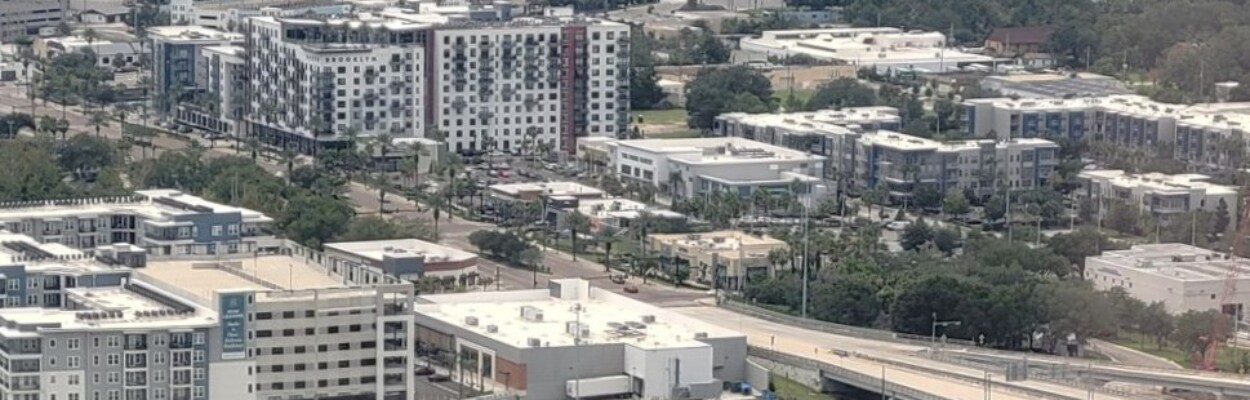 View from above showing several new housing developments in Jacksonville.