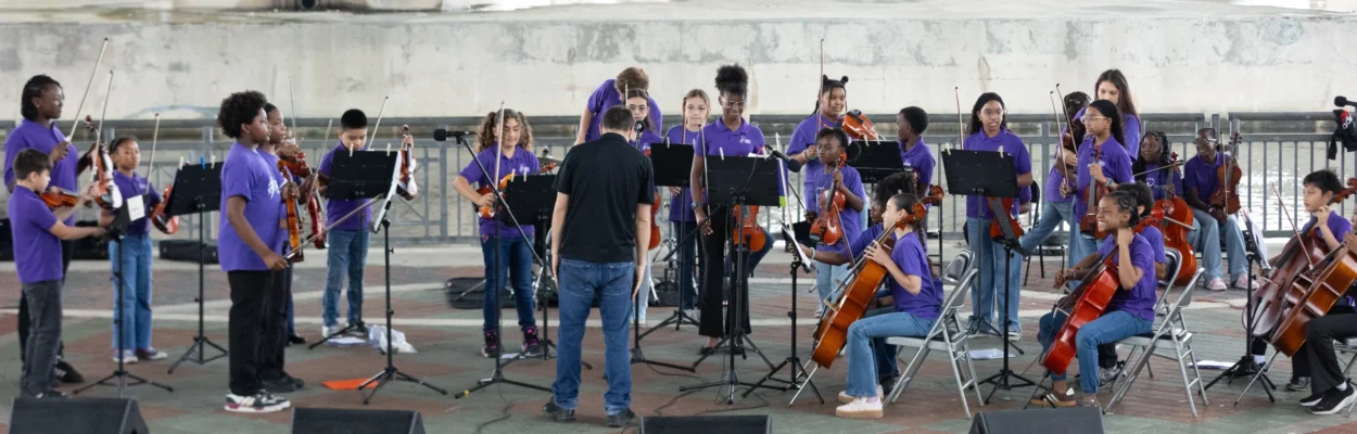 Cathedral Arts Project violin, viola and strings students perform at the Riverside Arts Market