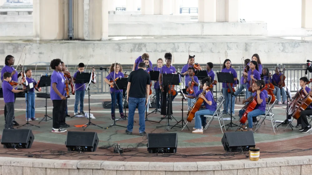 Cathedral Arts Project violin, viola and strings students perform at the Riverside Arts Market