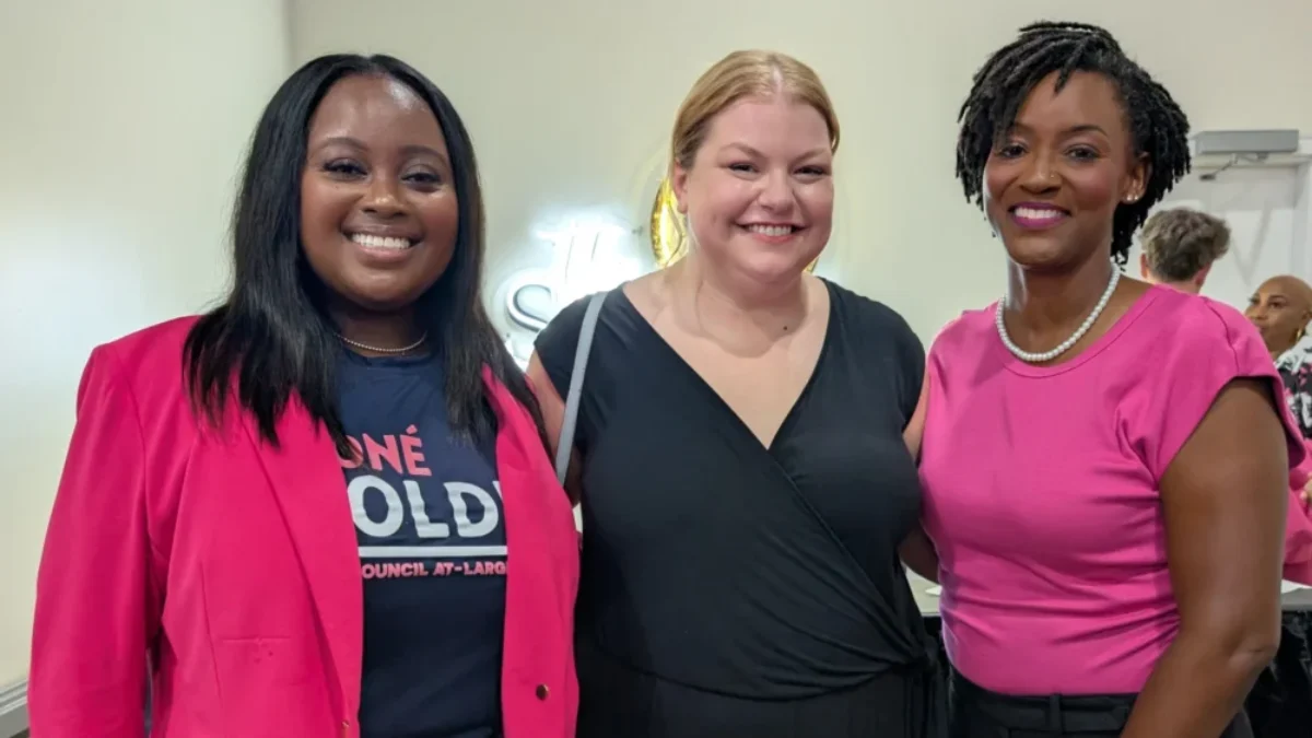 Moné Holder with other Democrats at an Election Day watch party