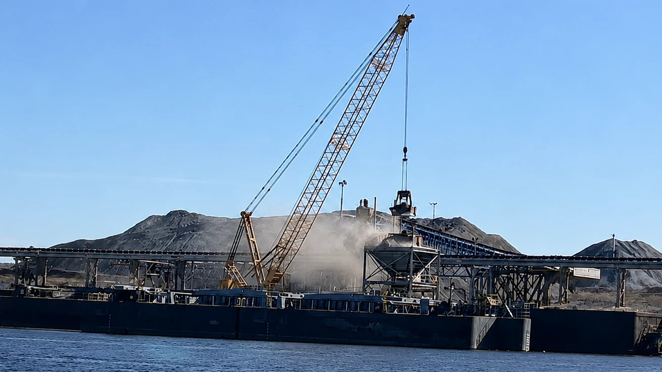 Dust flies into the air from a coal dust pile at Keystone Terminal in Talleyrand