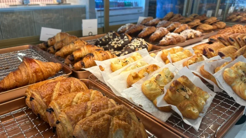 Pastry case at Tous Le Jours' Baymeadows location, one of two popular French-Korean bakery chains
