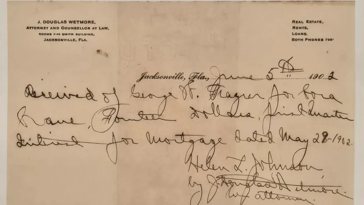 Handwritten note by Douglas Wetmore