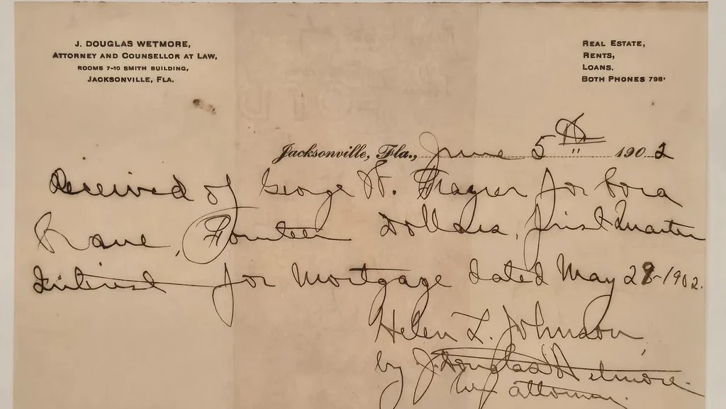 Handwritten note by Douglas Wetmore
