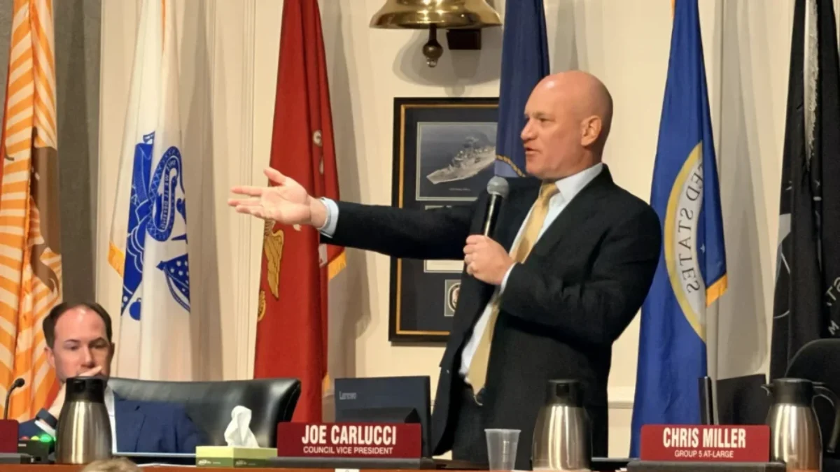 Council President Nick Howland talks on budget night