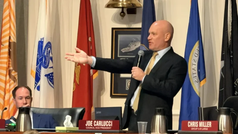 Council President Nick Howland talks on budget night