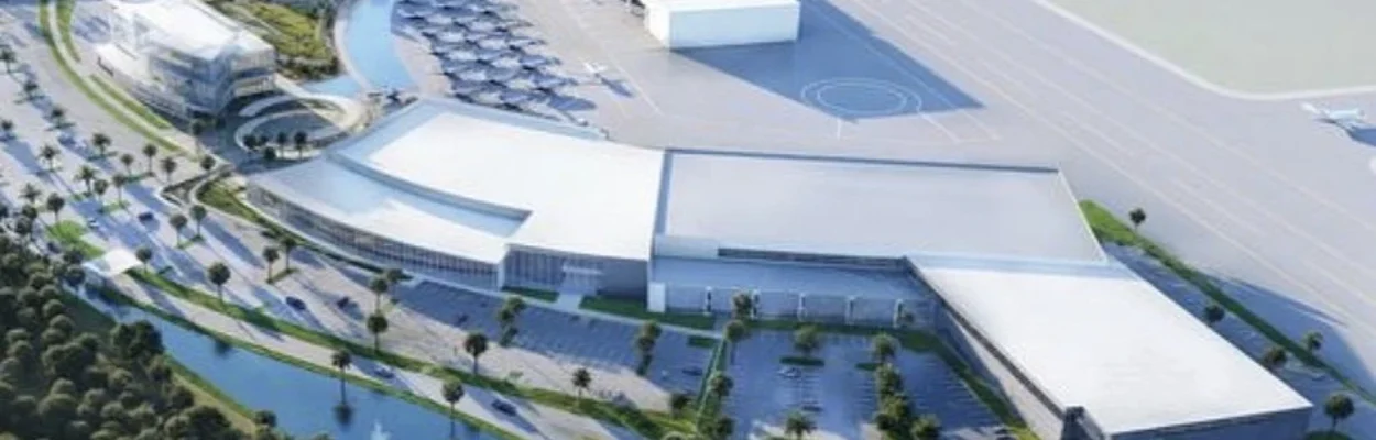 Aerial rendering of the Otto Aerospace campus planned at Cecil Airport