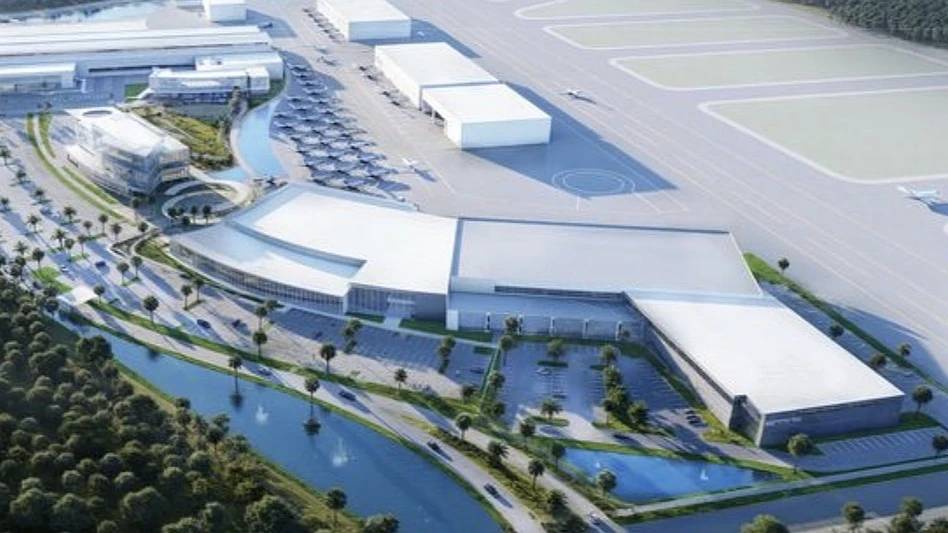 Aerial rendering of the Otto Aerospace campus planned at Cecil Airport