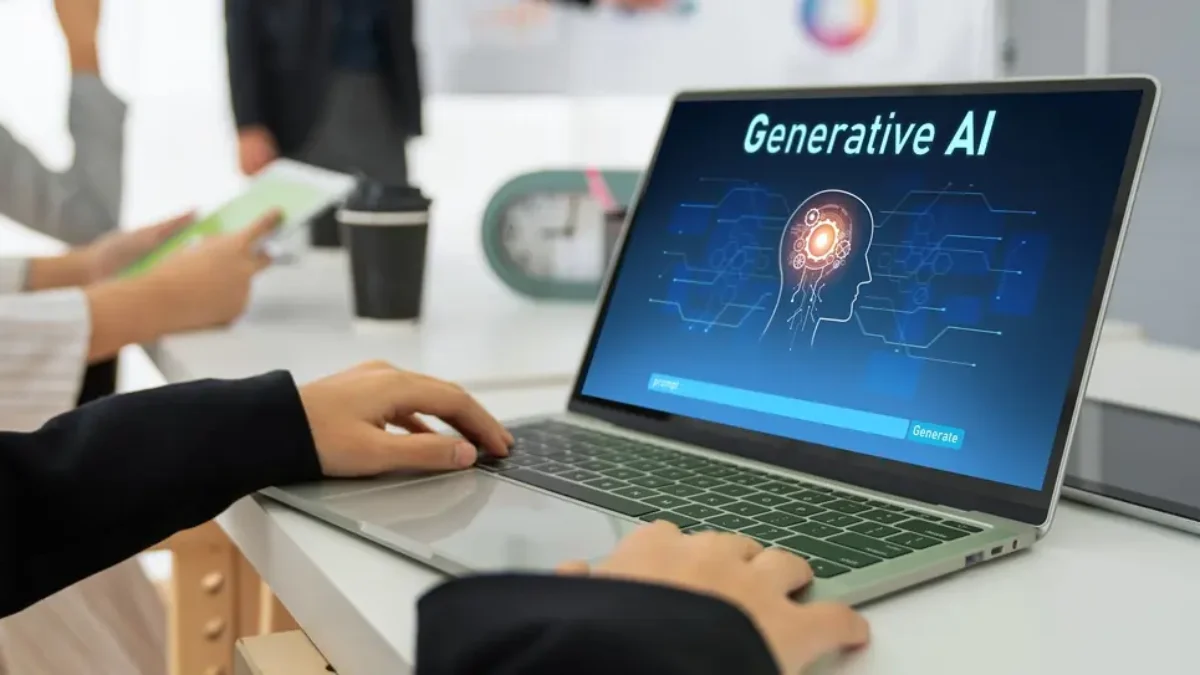 Generative AI virtual assistant screen on a laptop