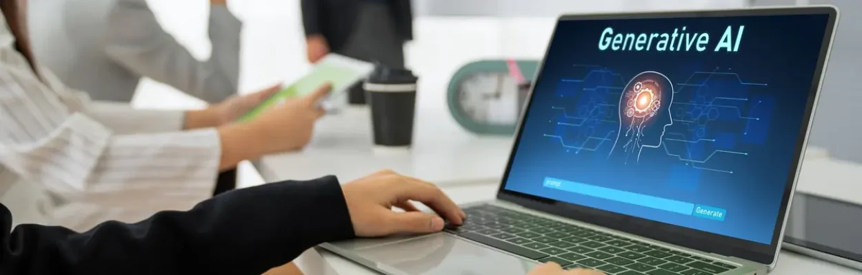 Generative AI virtual assistant screen on a laptop