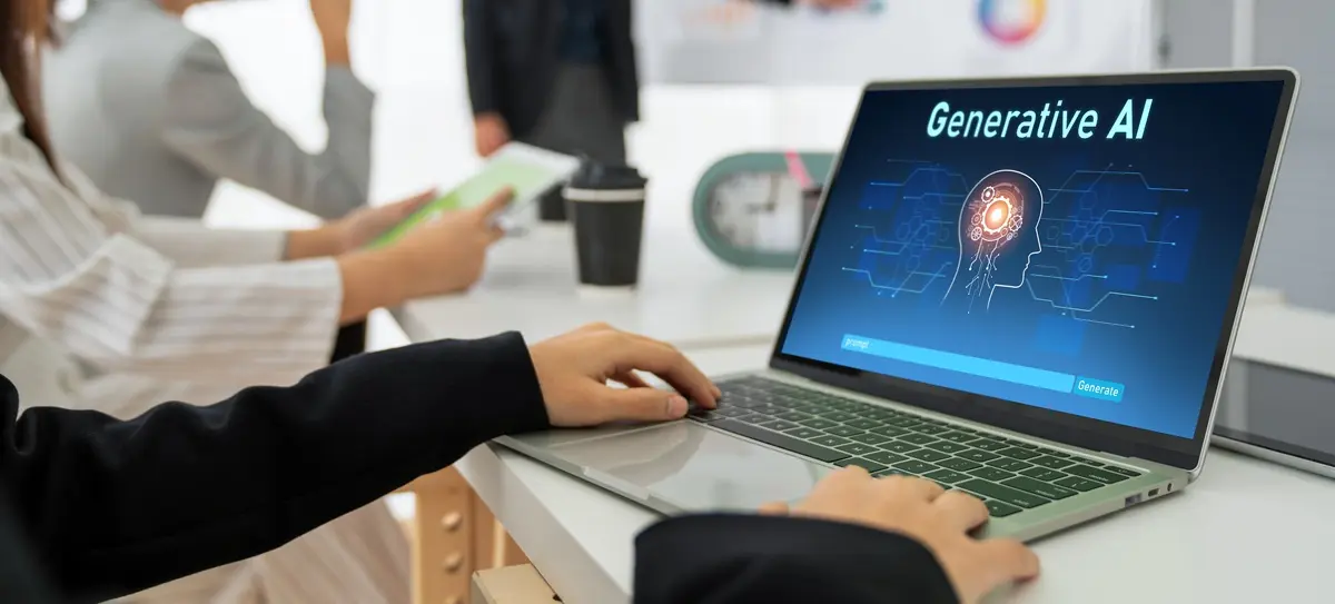 Generative AI virtual assistant screen on a laptop