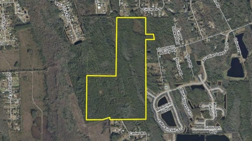 The boundaries of a proposed 200-acre development near the busy intersection of Interstate 95 and State Road 16 in St. Johns County