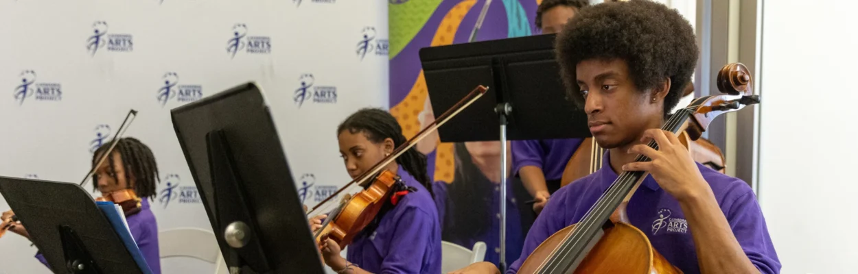 The Cathedral Arts Project strings ensemble plays the cello, violin and viola