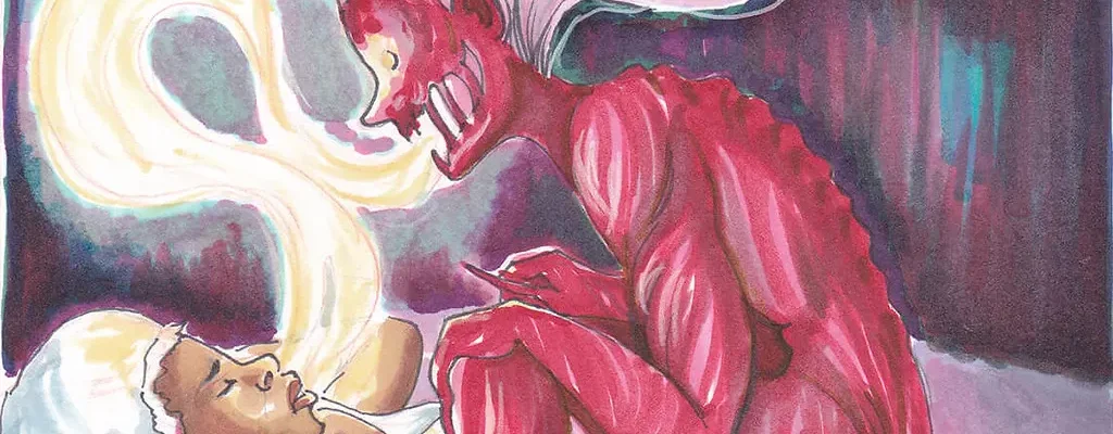 A boo hag is a type of witch or haint originating from the traditions of the Gullah-Geechee people that slips into the house at night to “ride” sleeping victims and drain their breath and life force.