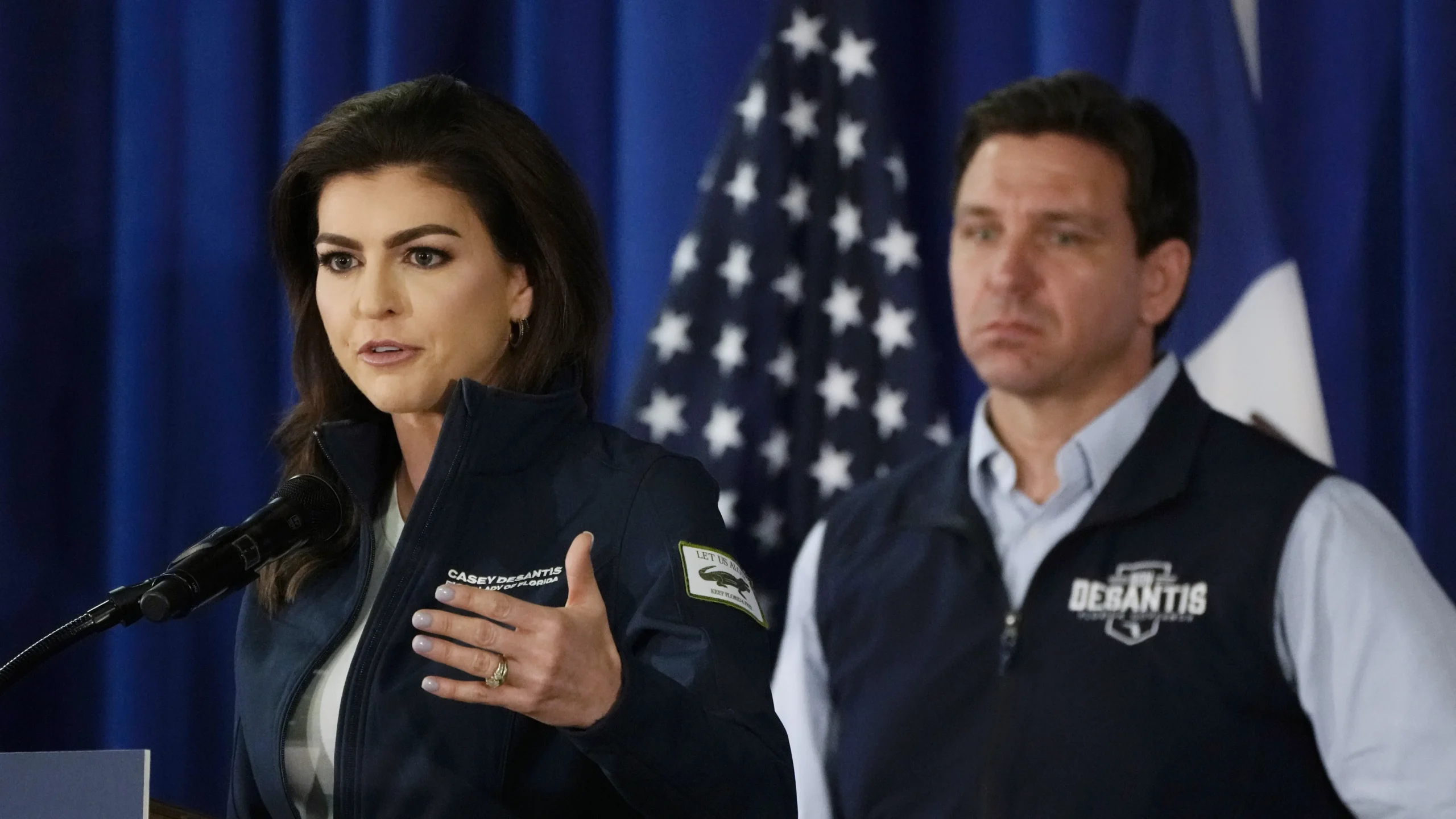 Casey and Ron DeSantis during his presidential campaign, before the Hope Florida grand jury report.