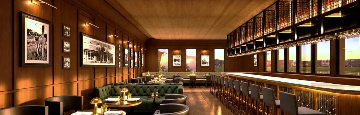 An illustration of the interior of the planned Grafton & Fleck's Steakhouse
