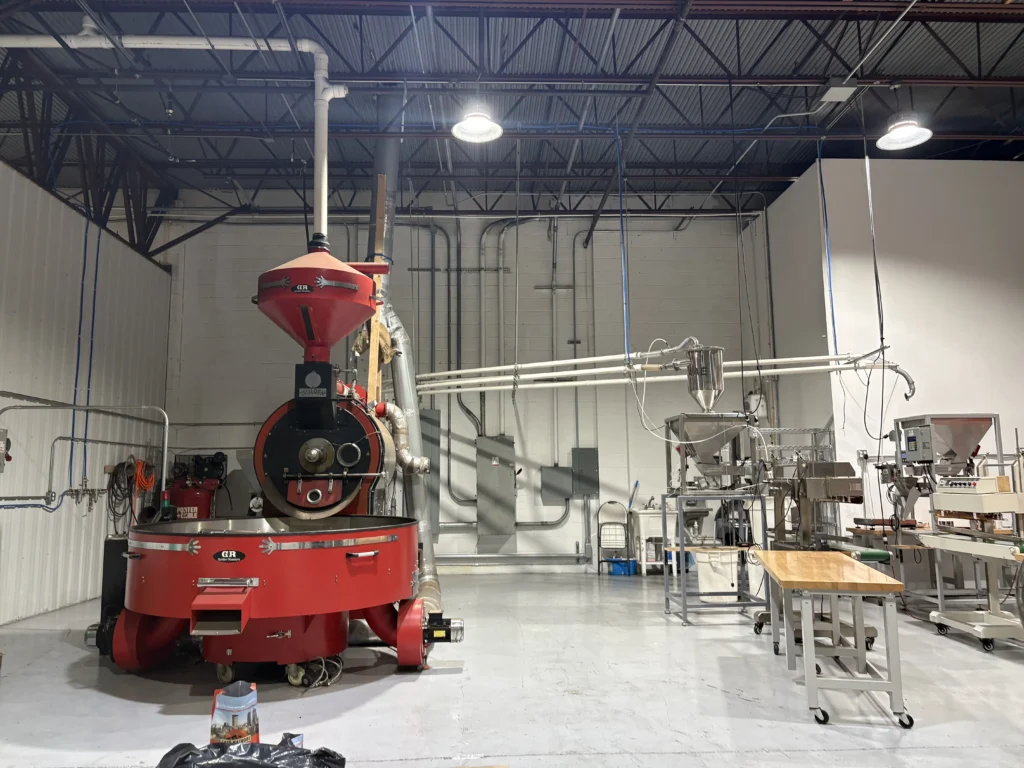 Cafe Nairobi roasting facility large 300-pound roaster