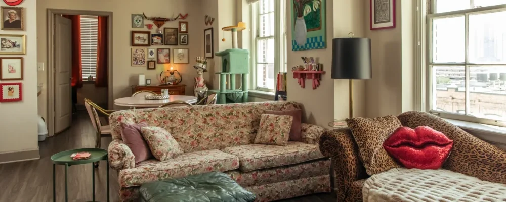 Downtown Jacksonville advocate Haley Wright's high-rise apartment has views of the urban core and lots of local art.
