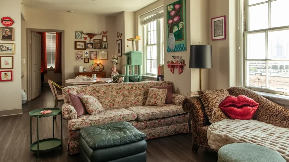 Downtown Jacksonville advocate Haley Wright's high-rise apartment has views of the urban core and lots of local art.