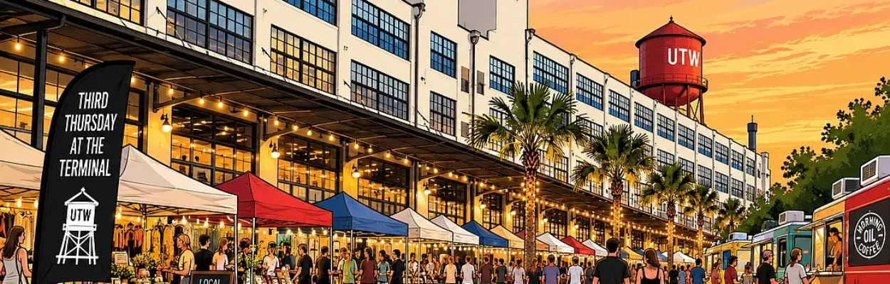 A concept image showing the Third Thursday market at the Union Terminal Warehouse.