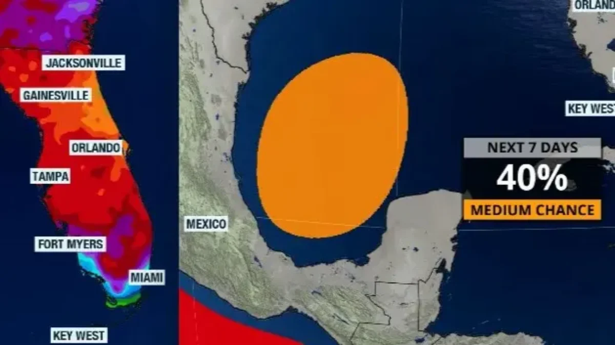 Map showing where tropical development could occur.