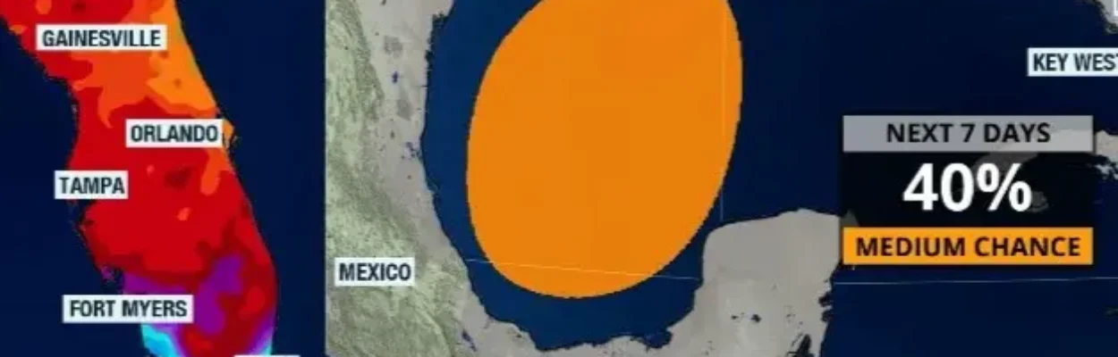 Map showing where tropical development could occur.