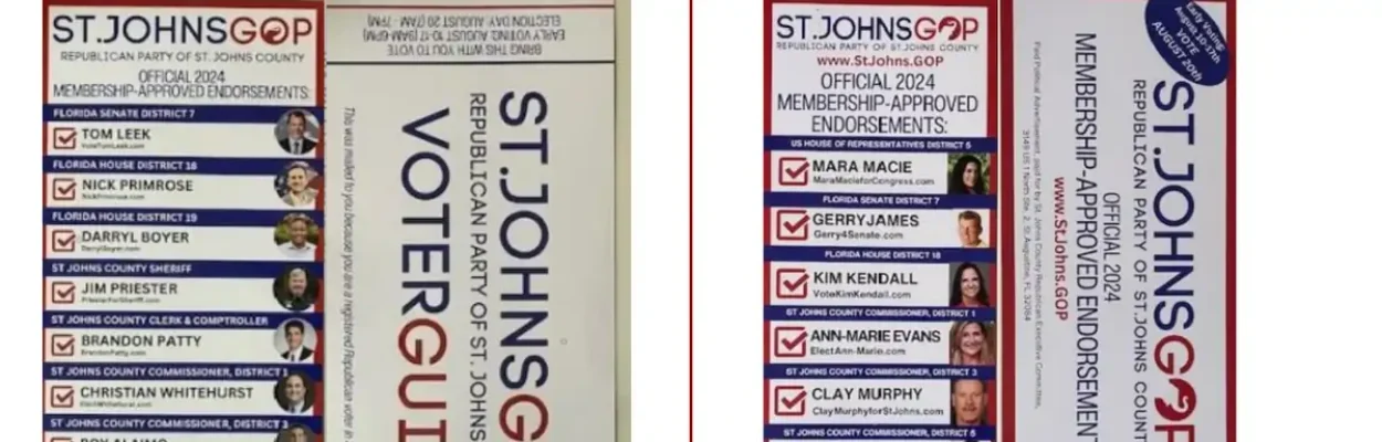 The fake voter guide next to the real one.