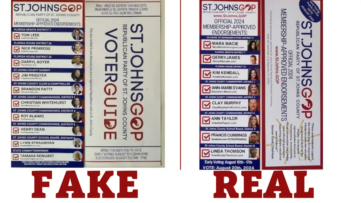 The fake voter guide next to the real one.