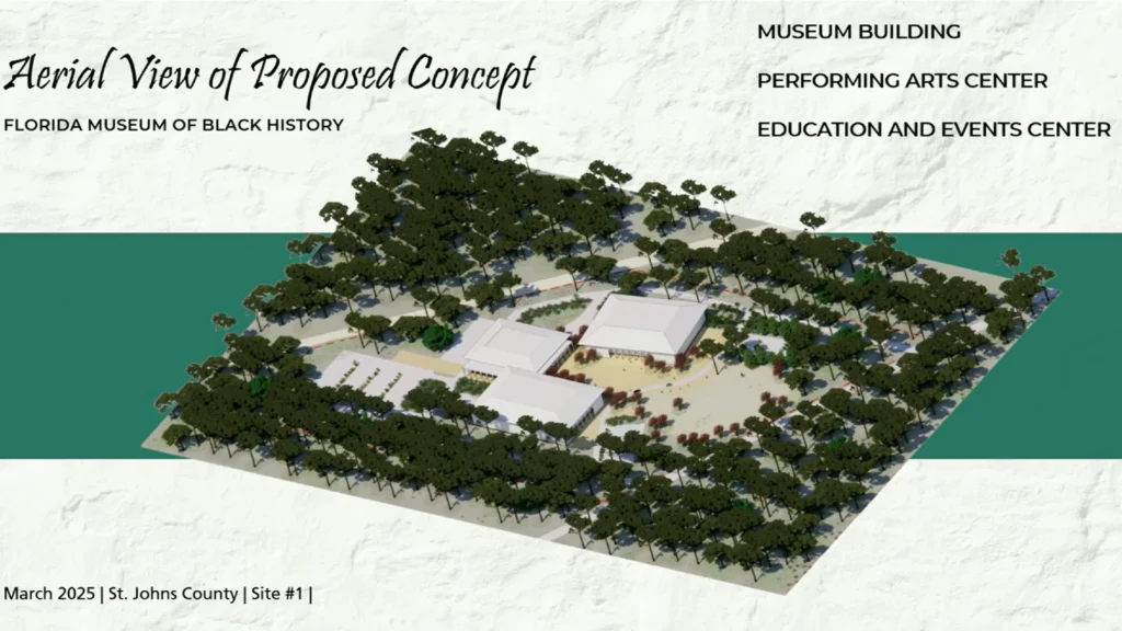 Early plans for the State Black History Museum in West Augustine call for a 100,000-square-foot campus that includes a performing arts center and events center