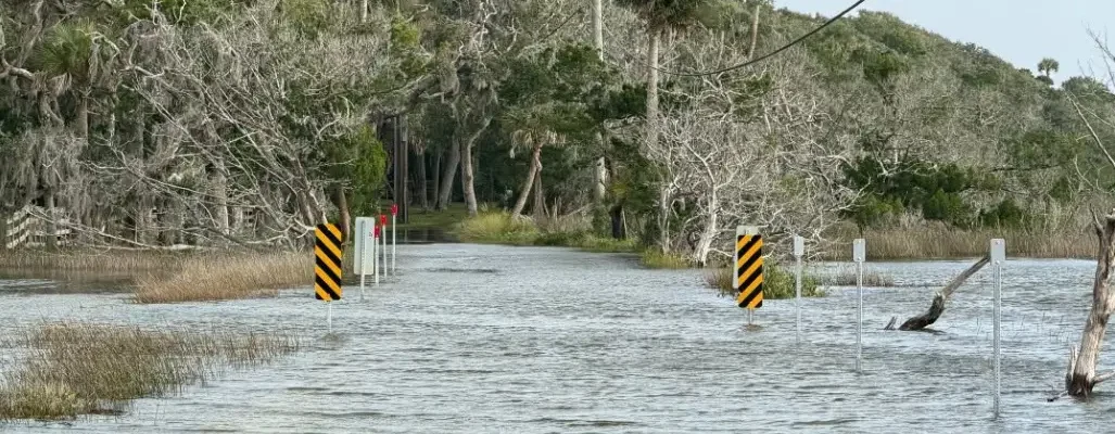 Coastal flooding at the Timucuan Ecological & Historic Preserve in Northeast Florida.