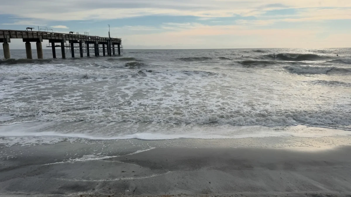 Photo of rough surf along St. Augustine Beach. Flooding also is possible.