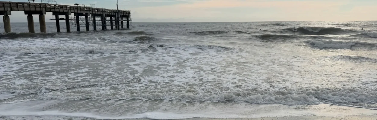 Photo of rough surf along St. Augustine Beach. Flooding also is possible.