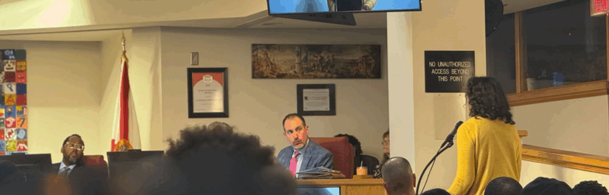 Tyrona Clark-Murray addresses the school board
